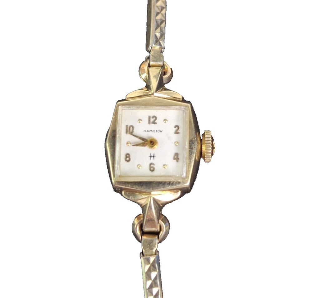 Vintage Hamilton Women's Mechanical Watch Gold Tone Dial Expansion Band